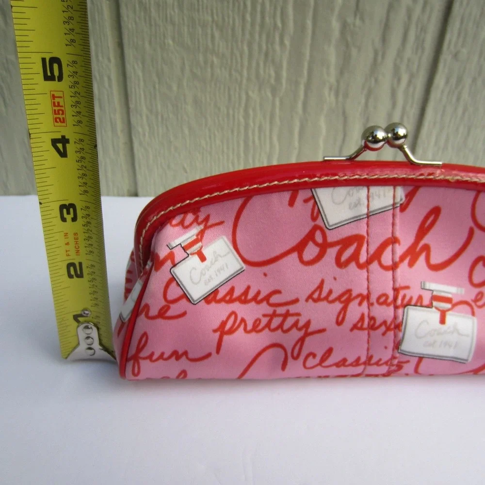 COACH LIMITED EDITION Satin Kisslock Perfume Bottle Print Framed Bag 8''X3''X3''